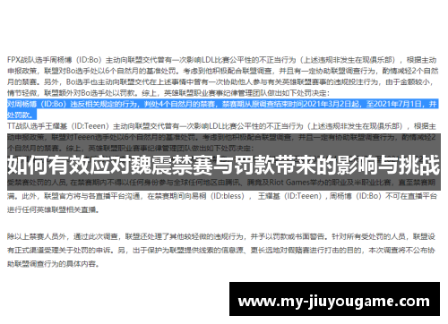 如何有效应对魏震禁赛与罚款带来的影响与挑战